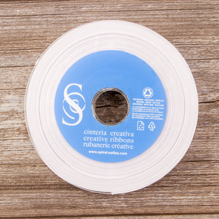 Косая бейка хлопок/полиэстер 20 мм, 25 м, цвет 02, белый. Арт 6120-20мм-02            