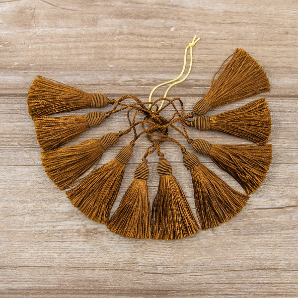 Кисть декоративная на шнуре, длина 60 мм, цвет шоколадный. Арт KY - 03-col.PE - 18