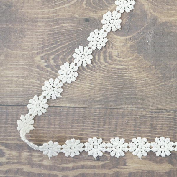 Кружево гипюр, 18 мм, цвет молочный, 100% полиэстер, 4,5 м. Арт 4GB762.112