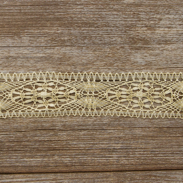 Мерсеризованное хлопковое кружево, 50 мм, цвет тёмно-бежевый. Арт 2219/2T