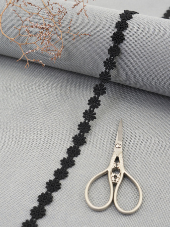 Кружево гипюр, 18 мм, цвет черный, 100% полиэстер, 4,5 м. Арт 4GB762.13