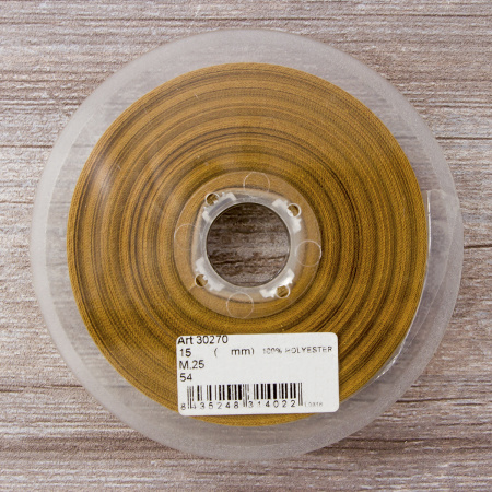 Тесьма киперная SAFISA, 15 мм, 25 м, цвет 54, горчичный. Арт 30270-15мм-54