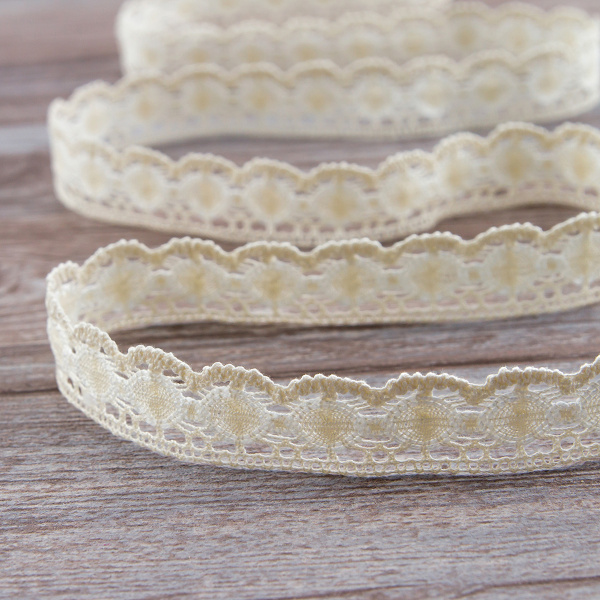 Мерсеризованное хлопковое кружево, 23 мм, цвет сливочный с белым. Арт 3679/30