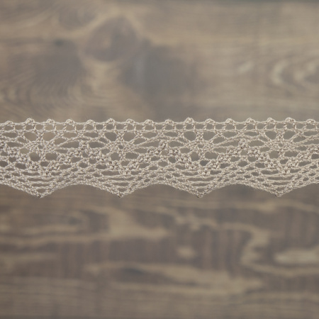 Кружево плетеное, 25 мм, цвет льняной, 100% хлопок, 5 м. Арт K-5003-186