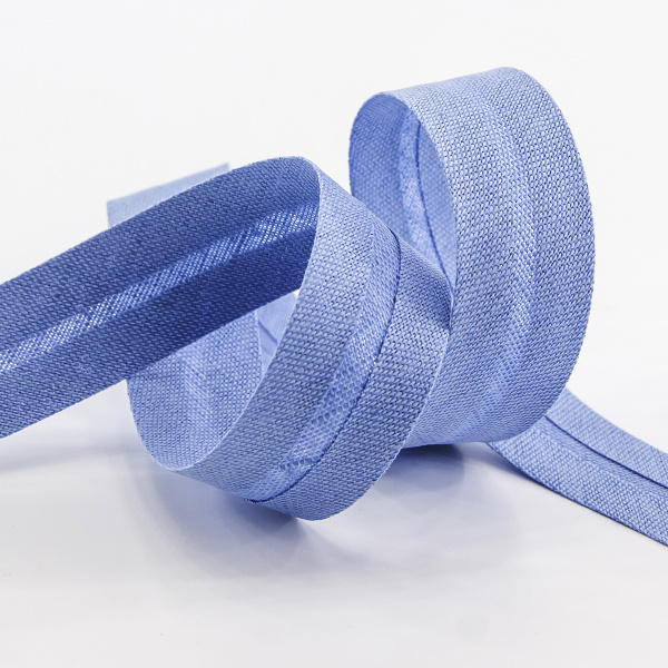 Косая бейка хлопок/лён, 20 мм, 20 м, цвет 65, голубой. Арт 6602-20мм-65