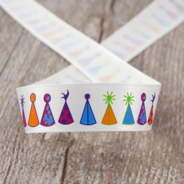 Лента атласная на картонной мини-катушке "Вечеринка". Арт VR15.609