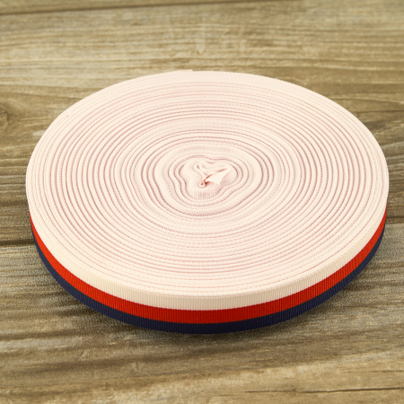 Лента репсовая PEGA, цвет триколор (белый, красный, синий), 20 мм. Арт 812711620DP001