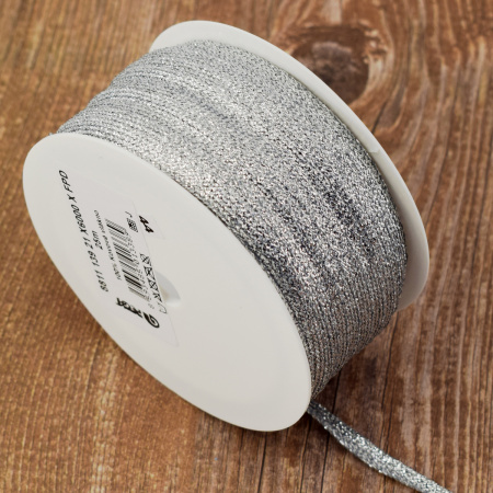 Тесьма PEGA тип декоративная люрексная, цвет серебряный, 7,5 мм. Арт 881113921X6000          