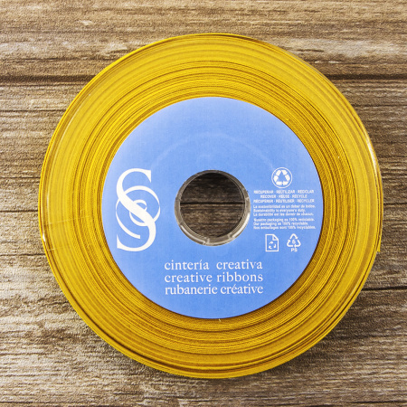 Косая бейка хлопок/полиэстер 20 мм, 25 м, цвет 105, ярко-желтый. Арт 6120-20мм-105           