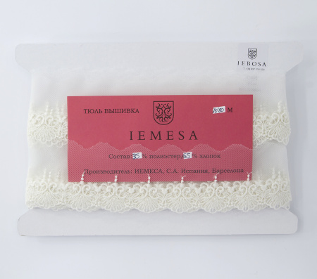 Кружево-вышивка на тюле, 32 мм, 13,50 м. Арт 41690/01