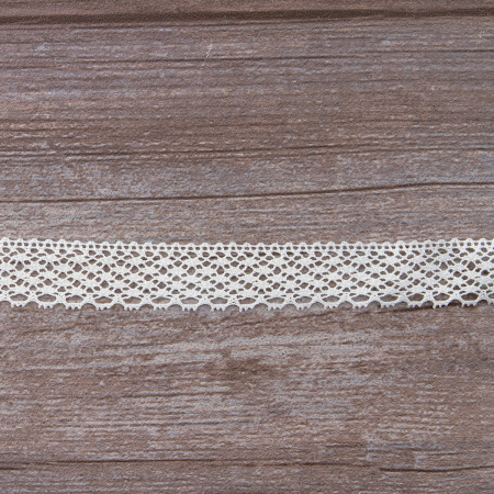 Мерсеризованное хлопковое кружево, 23 мм, белый. Арт 2096/01