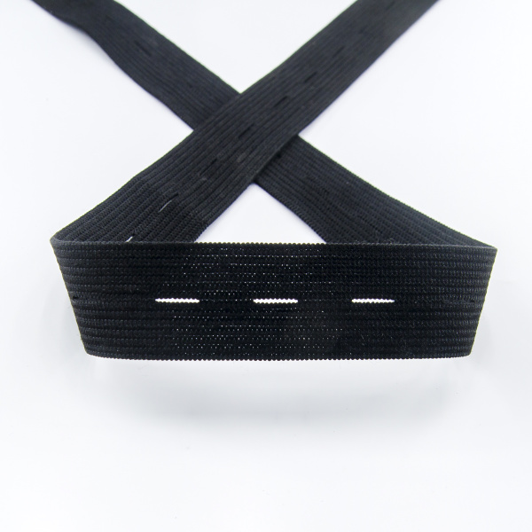 Эластичная лента с прорезными петлями SPIRAL (SAFISA), 20 мм, цвет 01, черный. Арт 4785-20мм-01