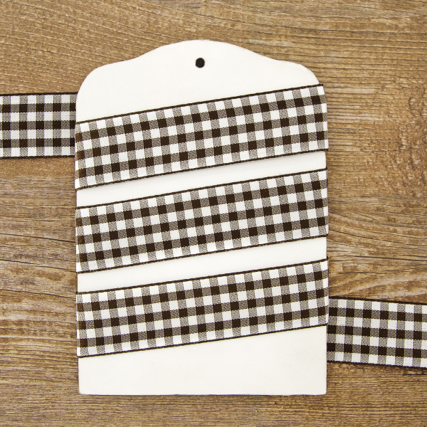 Лента с рисунком клетка SAFISA, 25 мм, 25 м, цвет 17, коричневый. Арт 469-25мм-17             