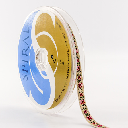 Лента жаккардовая с люрексом SAFISA, 10 мм, 15 м, цвет 01. Арт 9212-10мм-01