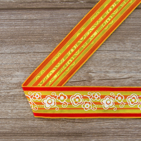 Лента с рисунком SAFISA, 38 мм, цвет желтый/оранжевый. Арт 25239-38-01