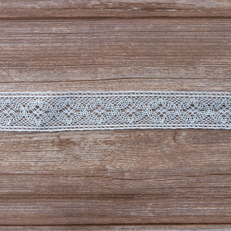 Мерсеризованное хлопковое кружево, 35 мм, цвет голубой. Арт 2223/19