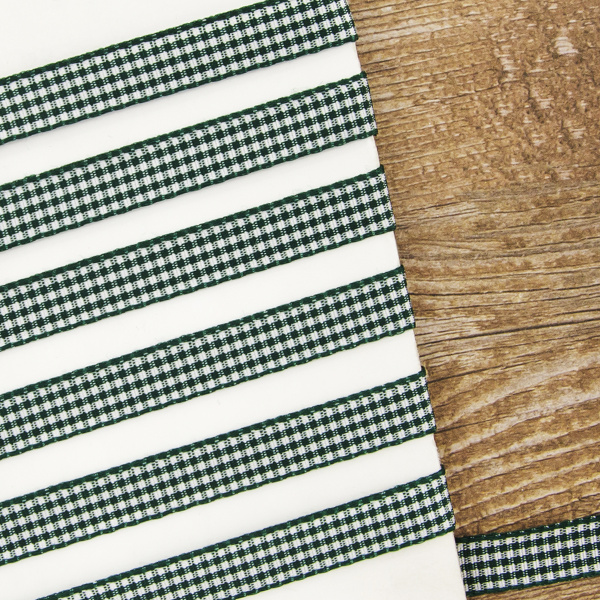 Лента с рисунком клетка SAFISA, 10 мм, 25 м, цвет 43, темно-зеленый. Арт 466-10мм-43             