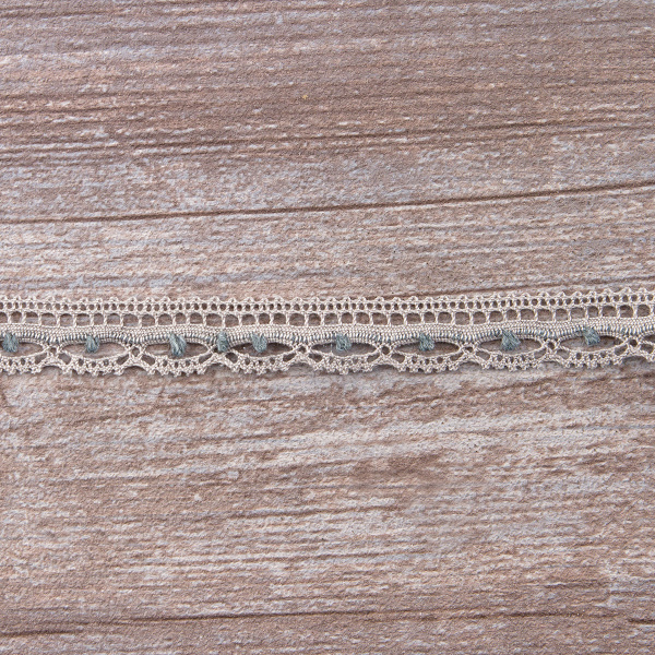 Мерсеризованное хлопковое кружево, 15 мм, серый. Арт 2150/64