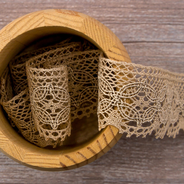 Мерсеризованное хлопковое кружево, 35 мм, цвет натуральный неокрашенный. Арт 2222/27
