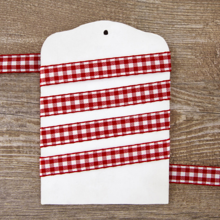 Лента с рисунком клетка SAFISA, 16(18) мм, 25 м, цвет 14, красный. Арт 469-16мм-14             