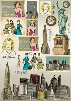 Карта для декупажа "New York". Арт DFG386                  