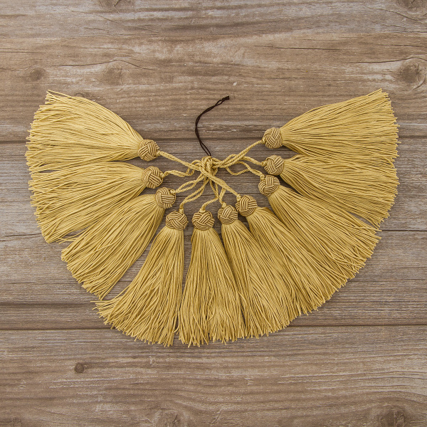 Кисть декоративная на шнуре, длина 120 мм, цвет медовый. Арт KY - 07-col.PE - 5