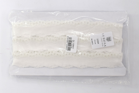 Шитье-вышивка на батисте, 20 мм, цвет белый. Арт 32084/01