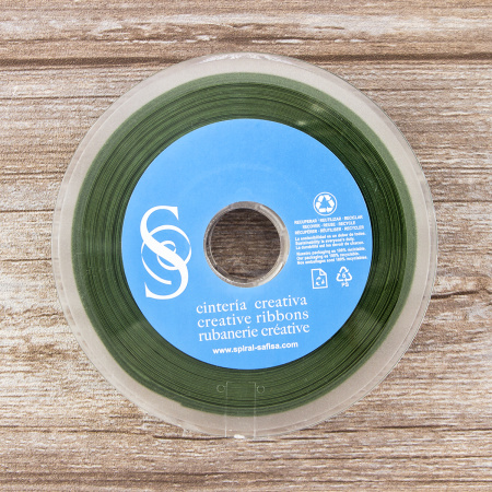 Косая бейка атласная 20 мм, 25 м, цвет 26, хаки темный. Арт 6260-20мм-26            