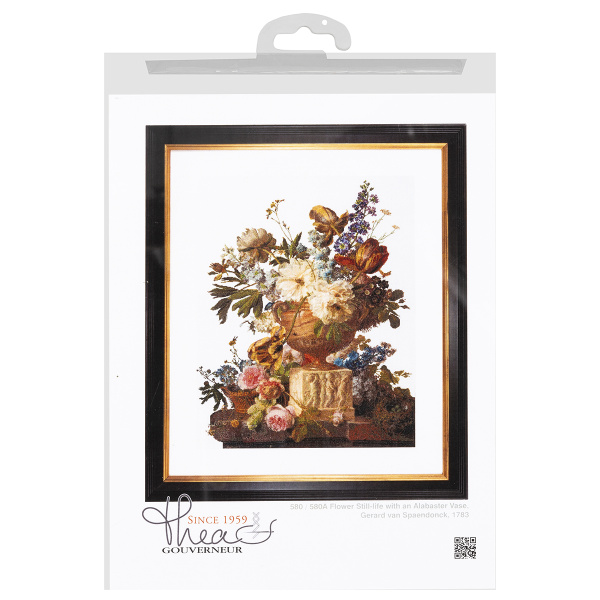 Набор для вышивания "Натюрморт с цветами в алебастровой вазе", канва лён 36 ct. Арт 580
