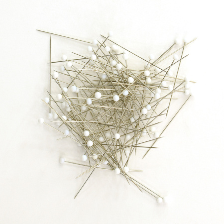 Булавки портновские особо тонкие со стеклянными головками, 41 мм, 100 шт, цвет белый. Арт 674