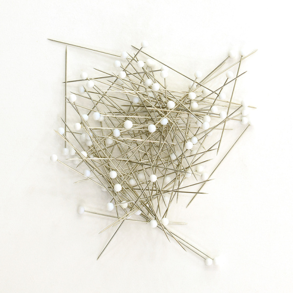 Булавки портновские особо тонкие со стеклянными головками, 41 мм, 100 шт, цвет белый. Арт 674