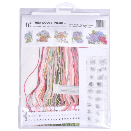 Набор для вышивания "Розовые гортензии", канва лён 32 ct. Арт 2047                    