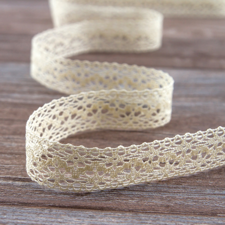 Мерсеризованное хлопковое кружево, 20 мм, цвет сливочный. Арт 3037/02                 