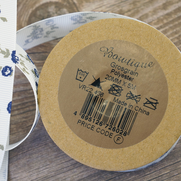 Лента репсовая на картонной катушке "Розочки". Арт VR22.456