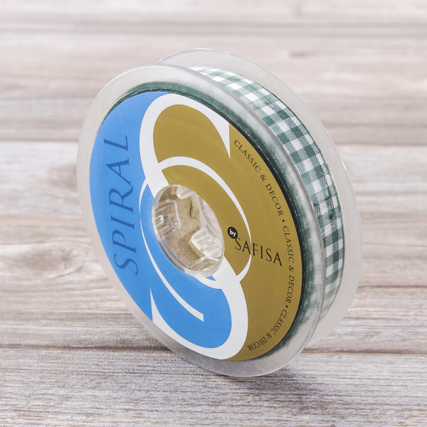 Лента с рисунком клетка SAFISA, 16(18) мм, 25 м, цвет 43, темно-зееный. Арт 469-16мм-43             