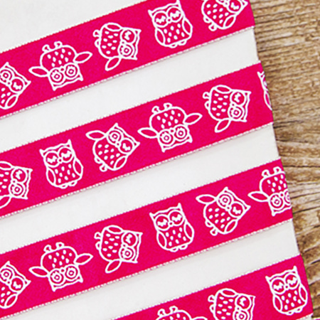 Лента с рисунком SAFISA, 15 мм, 15 м, цвет 20, фуксия. Арт 35117-15мм-20