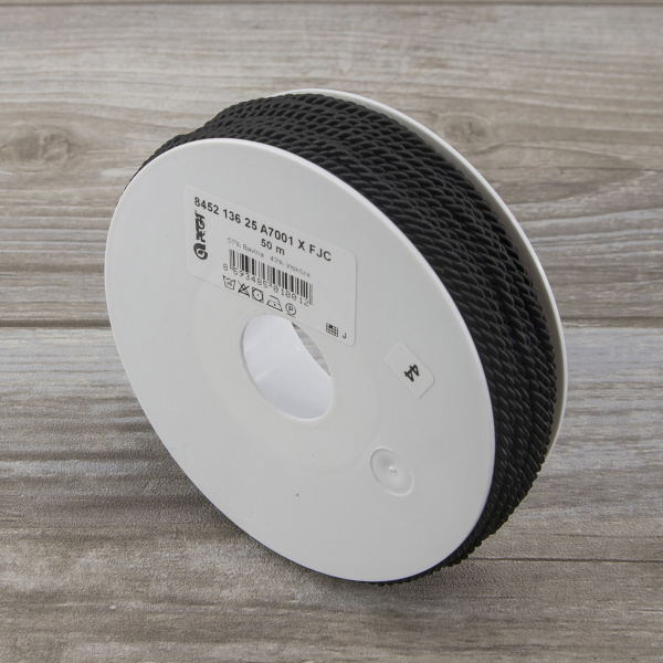 Шнур витой PEGA, черный, 2,5 мм. Арт 845213625A7001