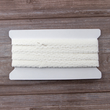 Мерсеризованное хлопковое кружево, 13 мм, цвет белый. Арт 2059/01