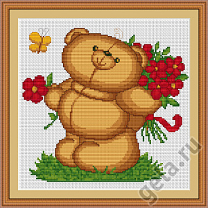 Набор для вышивания "Медвежонок с цветами"