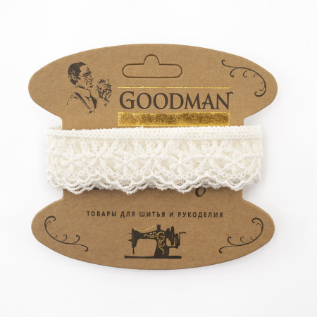 Кружево-вышивка на тюле, 28 мм, цвет молочный, 100% полиэстер, 3,5 м. Арт T-1910.112