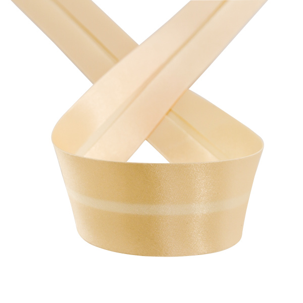 Косая бейка атласная 30 мм, 25 м, цвет 21, персиковый айвори. Арт 6260-30мм-21            