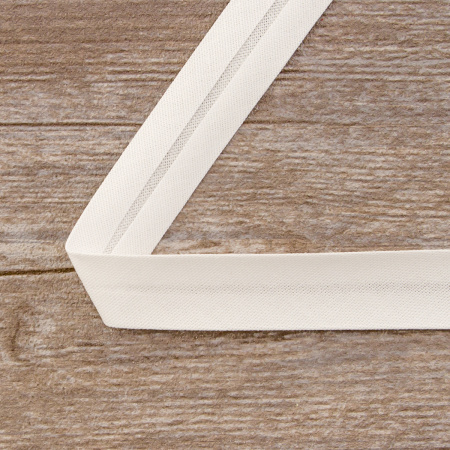 Косая бейка хлопок, 20 мм, 20 м, цвет 02, цвет белый. Арт 6570-20мм-02    