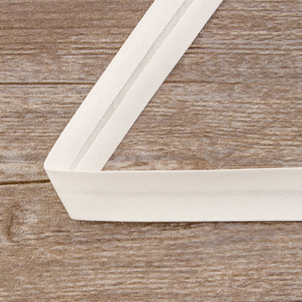 Косая бейка хлопок, 20 мм, 20 м, цвет 02, цвет белый. Арт 6570-20мм-02    