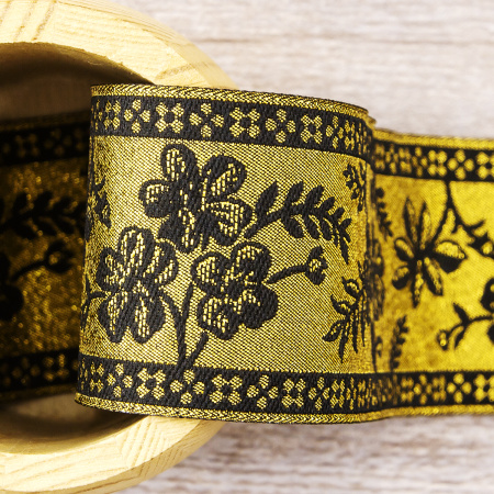 Лента жаккард с люрексом SAFISA, 50 мм, 15 м, цвет 01. Арт 9089-50мм-01            