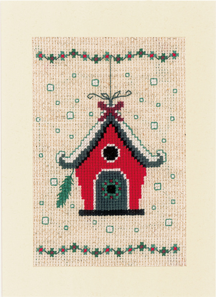 Набор для вышивания "Рождественская птица и дом". Арт PN-0165028