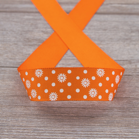 Лента репсовая SAFISA с напечатаным рисунком, 25 мм, 15 м, цвет 61, алый. Арт 25313-25мм-61