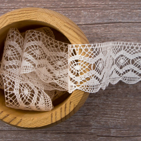 Мерсеризованное хлопковое кружево, 30 мм, цвет белый. Арт 2227/01