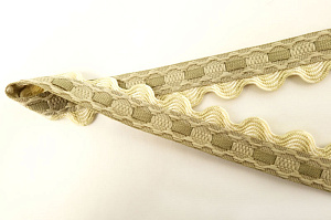 Тесьма декоративная, 20 мм, вьюнок с лентой, серо-бежевая