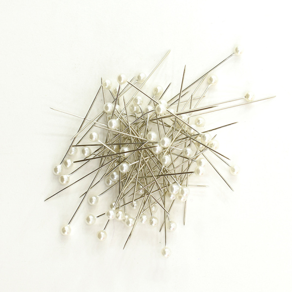Булавки портновские с жемчужными головками, 34 мм, 75 шт, цвет белый. Арт 676