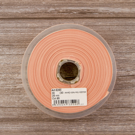Косая бейка атласная 30 мм, 25 м, цвет 85, бледно-розовый. Арт 6260-30мм-85            